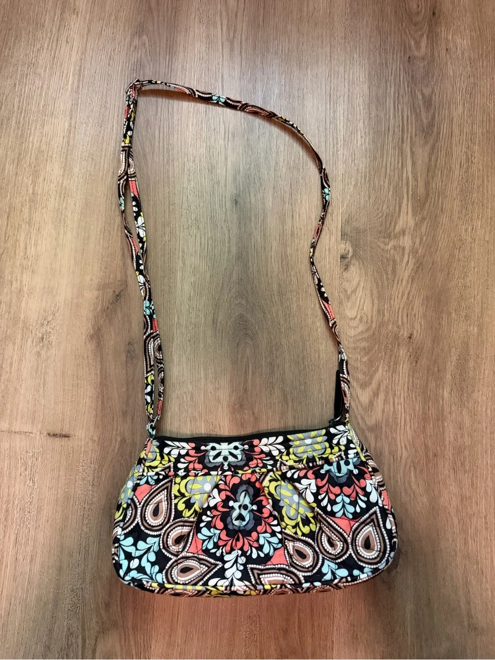Vera Bradley Black Multi Floral Paisley Crossbody